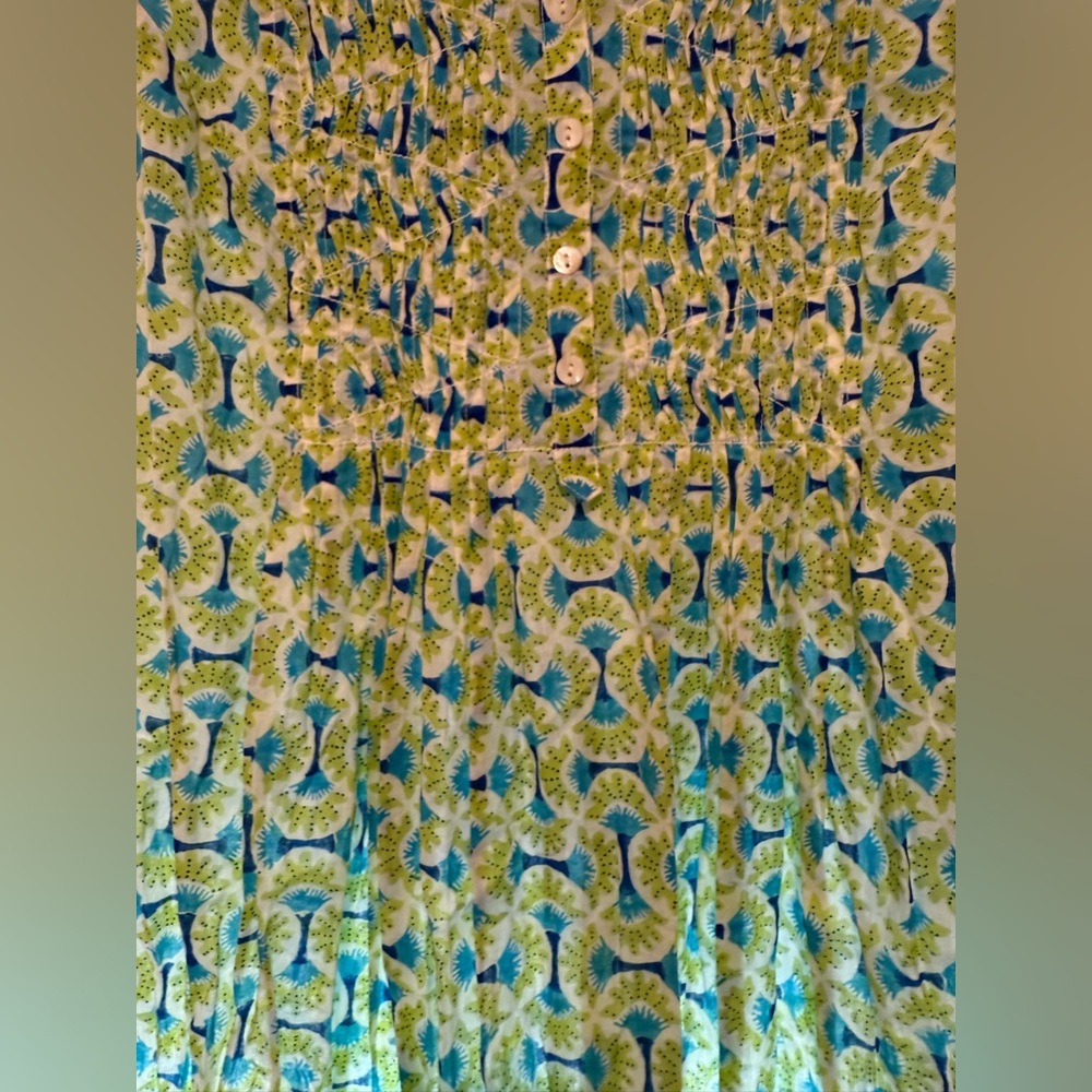 Roberta Roller Rabbit Blue & Green Patterned Dress - perfect condition! 🥑🦎🍋🟩♻️🪲 - Picture 4 of 6